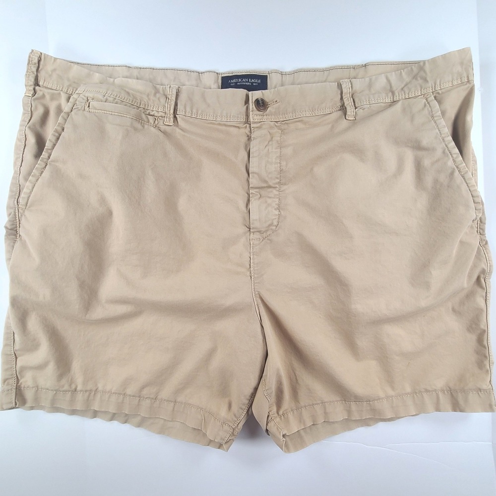 American Eagle Next Level Flex Slim Chino Shorts Mens 46 Khaki Cotton Stretch‎